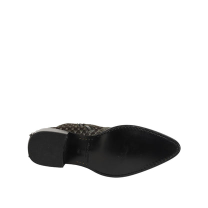 Dolce & Gabbana Gray Cotton Velvet Mid Calf Short Boots Shoes Dolce & Gabbana