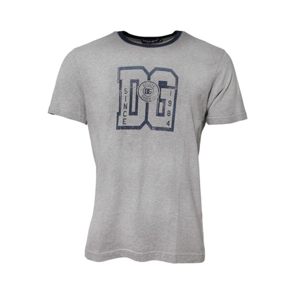 Dolce & Gabbana Gray DG Graphic Print Cotton Crewneck T-shirt Dolce & Gabbana