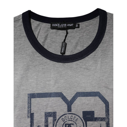 Dolce & Gabbana Gray DG Graphic Print Cotton Crewneck T-shirt Dolce & Gabbana