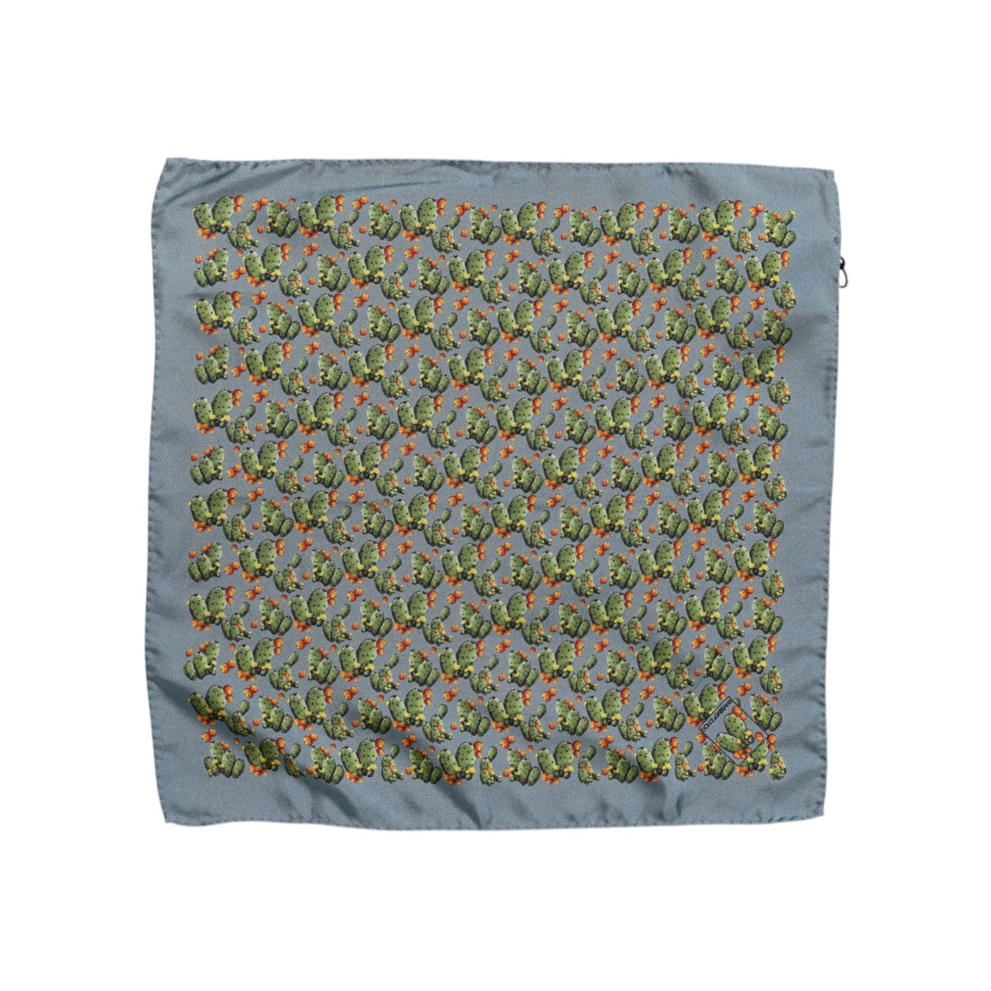 Dolce & Gabbana Gray Green Cactus Print Square Foulard Scarf Dolce & Gabbana