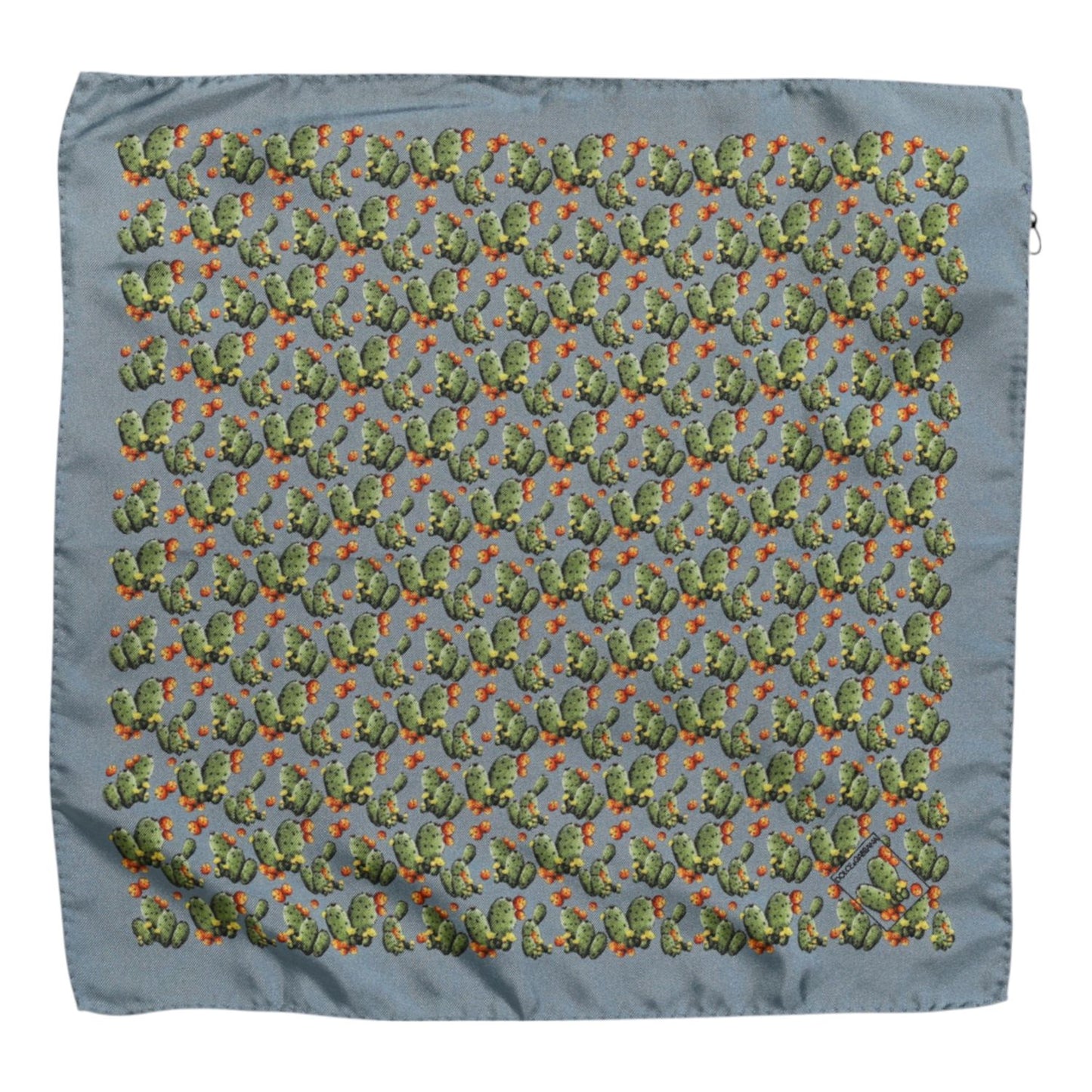 Dolce & Gabbana Gray Green Cactus Print Square Foulard Scarf Dolce & Gabbana
