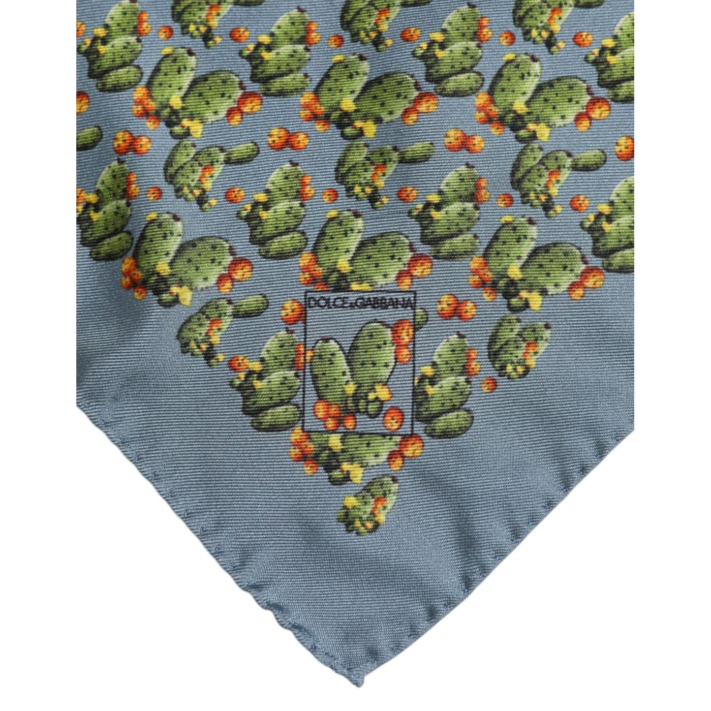 Dolce & Gabbana Gray Green Cactus Print Square Foulard Scarf Dolce & Gabbana