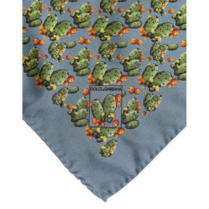 Dolce & Gabbana Gray Green Cactus Print Square Foulard Scarf Dolce & Gabbana
