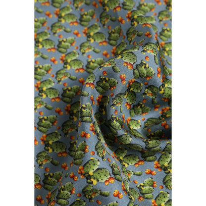Dolce & Gabbana Gray Green Cactus Print Square Foulard Scarf Dolce & Gabbana