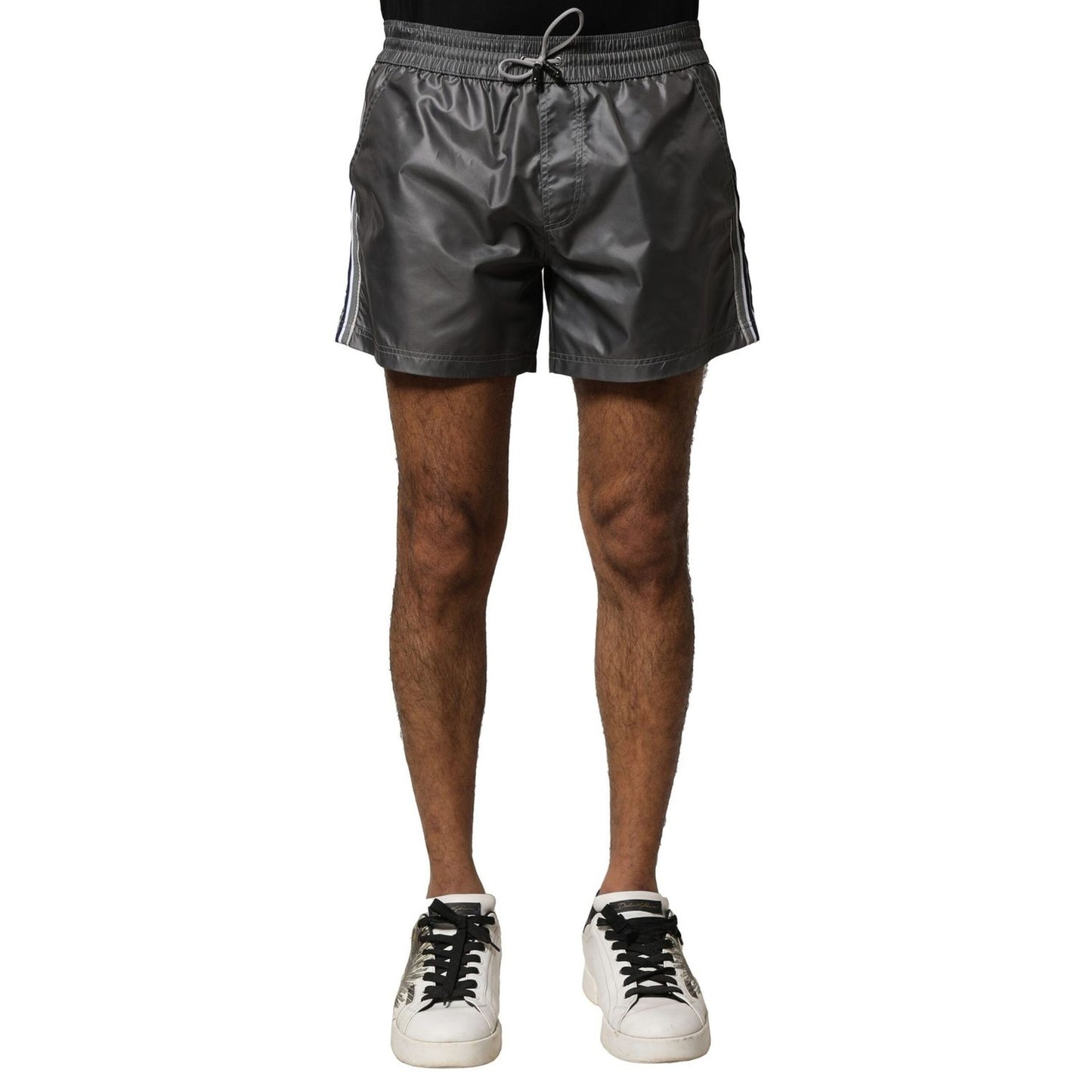 Dolce & Gabbana Gray Polyester Mid Waist Casual Bermuda Shorts Dolce & Gabbana