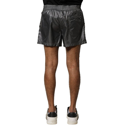Dolce & Gabbana Gray Polyester Mid Waist Casual Bermuda Shorts Dolce & Gabbana