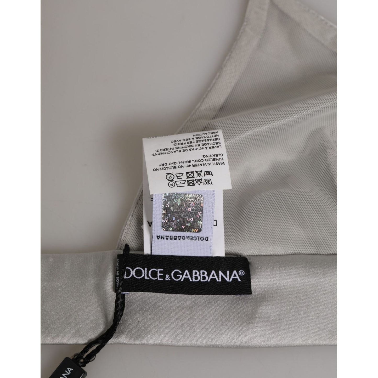 Dolce & Gabbana Gray Silk Satin Triangle Soft Cup Bra Underwear
