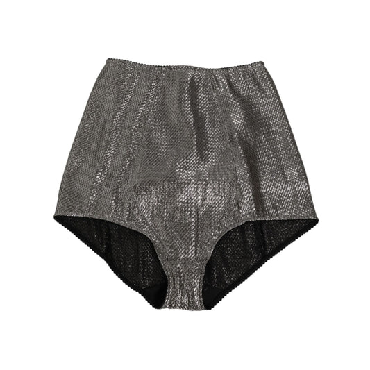 Dolce & Gabbana Gray Silk Stretch Slip Girdle Panty Underwear, luxury high brief with Italian design, offering smooth fit and comfort.