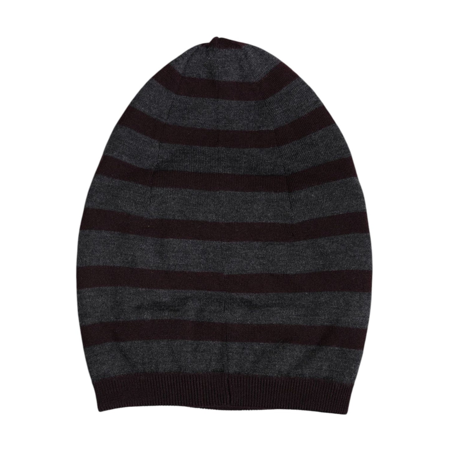Dolce & Gabbana Gray Striped Wool Knitted Winter Beanie Hat