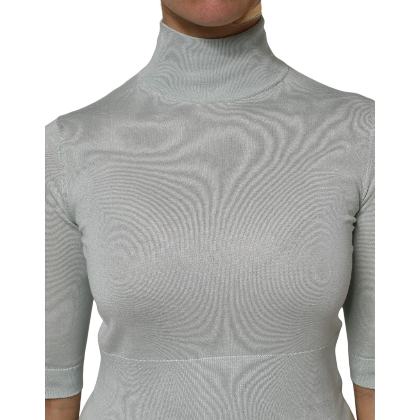 Dolce & Gabbana Gray Turtle Neck 3/4 Sleeves Pullover Top Dolce & Gabbana
