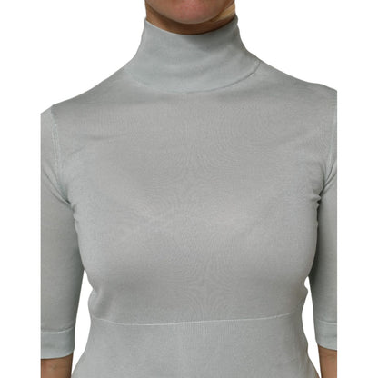 Dolce & Gabbana Gray Turtle Neck 3/4 Sleeves Pullover Top Dolce & Gabbana