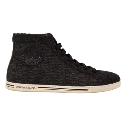 Dolce & Gabbana Gray Wool Cotton Casual High Top Sneakers