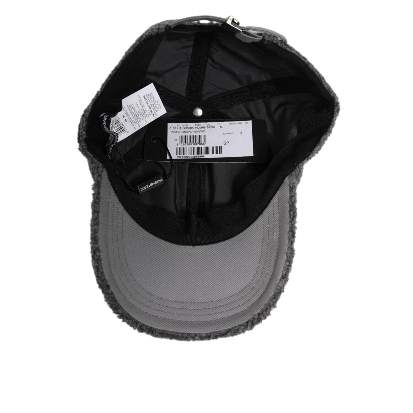 Dolce & Gabbana Gray Wool Fleece Rapper Men Baseball Capello Hat Dolce & Gabbana