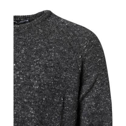 Dolce & Gabbana Gray Wool Knitted Round Neck Pullover Sweater Dolce & Gabbana