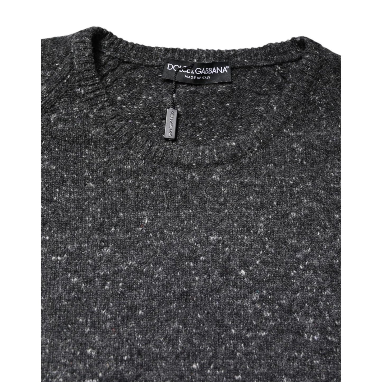 Dolce & Gabbana Gray Wool Knitted Round Neck Pullover Sweater Dolce & Gabbana