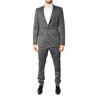Dolce & Gabbana Gray Wool Single Breasted 2 Piece Suit Dolce & Gabbana