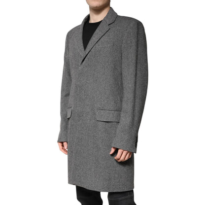 Dolce & Gabbana Gray Wool Single Breasted Trench Coat Jacket Dolce & Gabbana