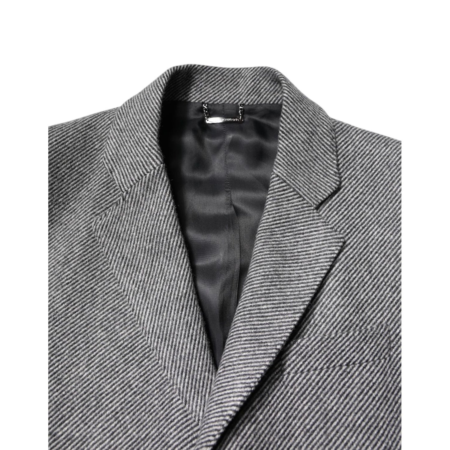 Dolce & Gabbana Gray Wool Single Breasted Trench Coat Jacket Dolce & Gabbana