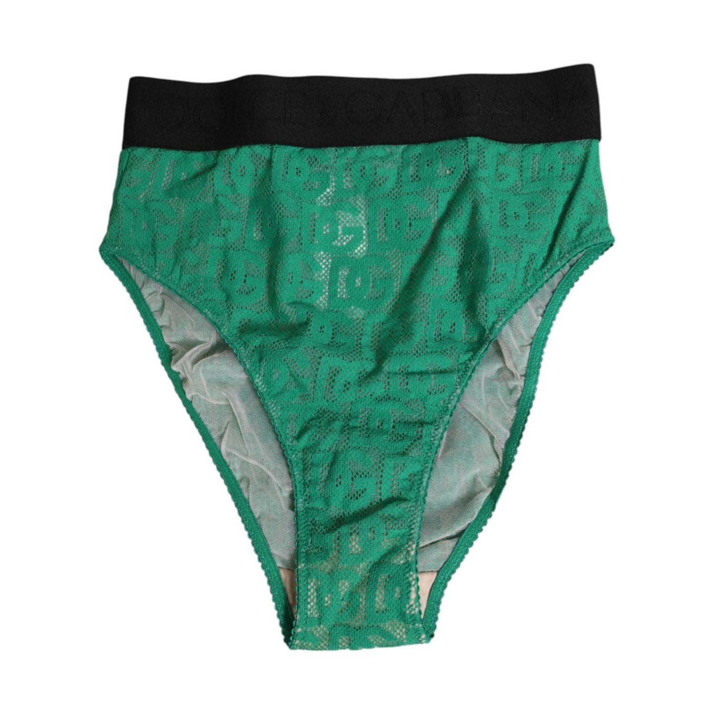 Dolce & Gabbana Green DG Logo Lace High Brief Panty Underwear Dolce & Gabbana