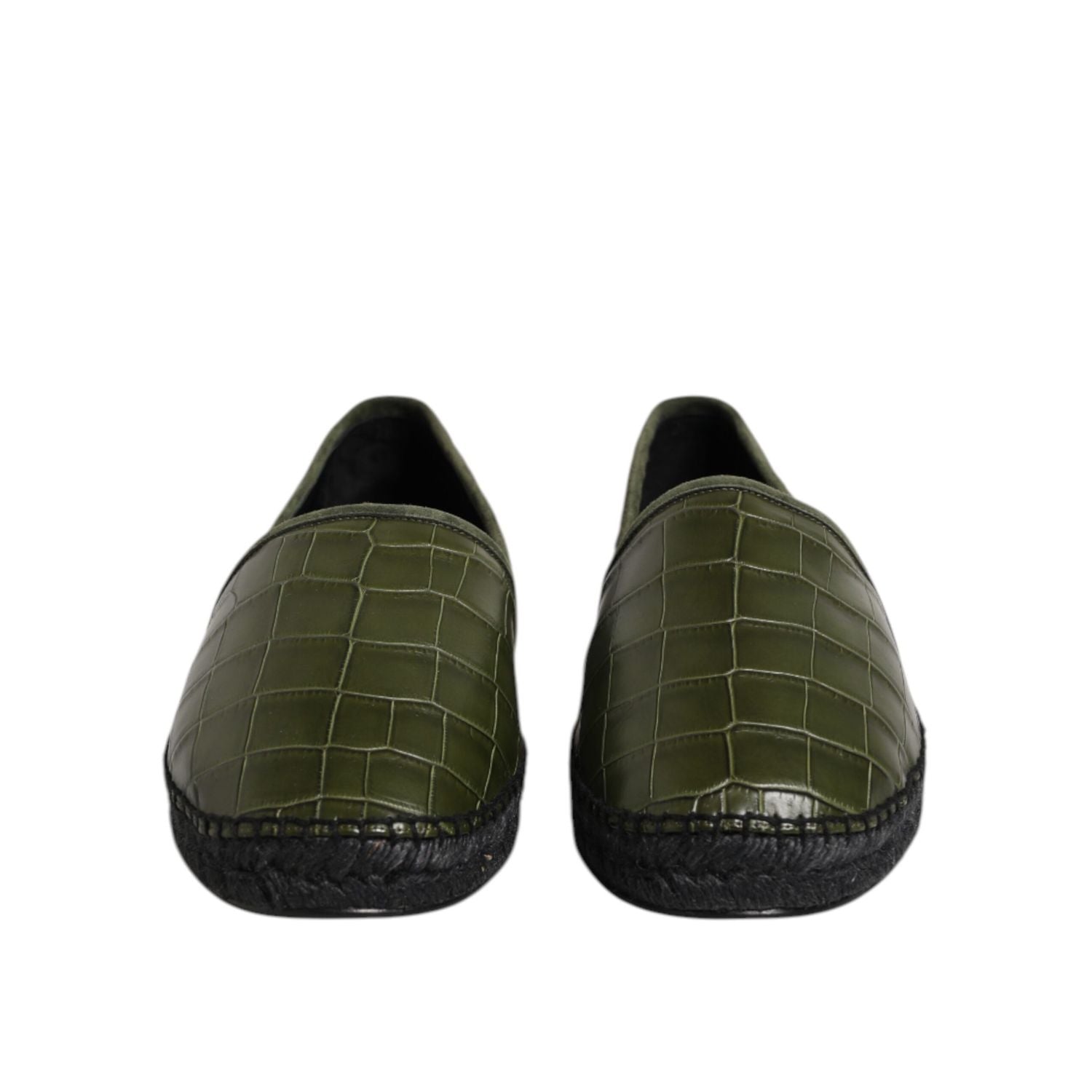 Dolce & Gabbana Green Exotic Leather Espadrilles Slip On Shoes