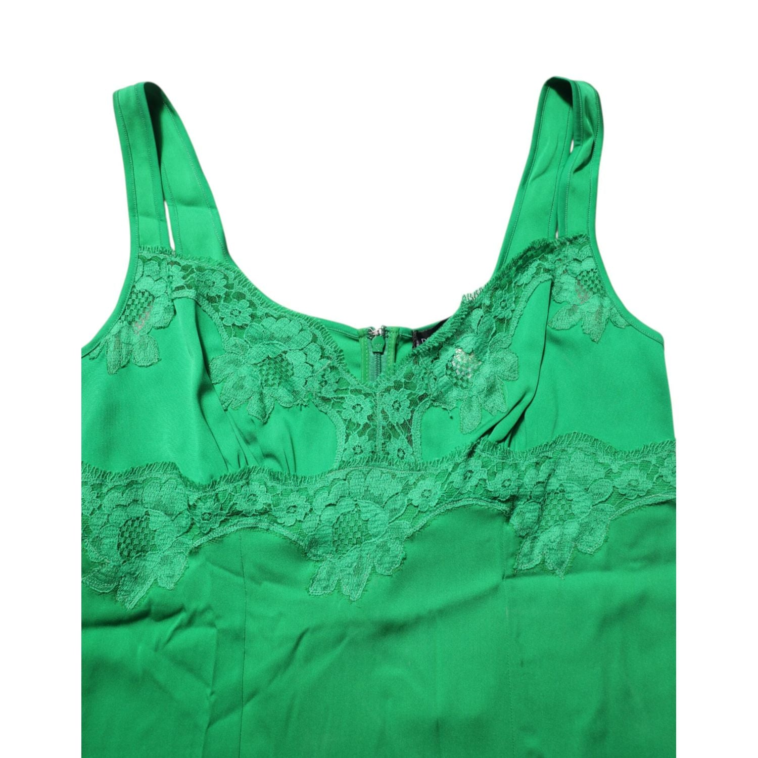 Dolce & Gabbana Green Floral Lace Tank Lingerie Top Underwear