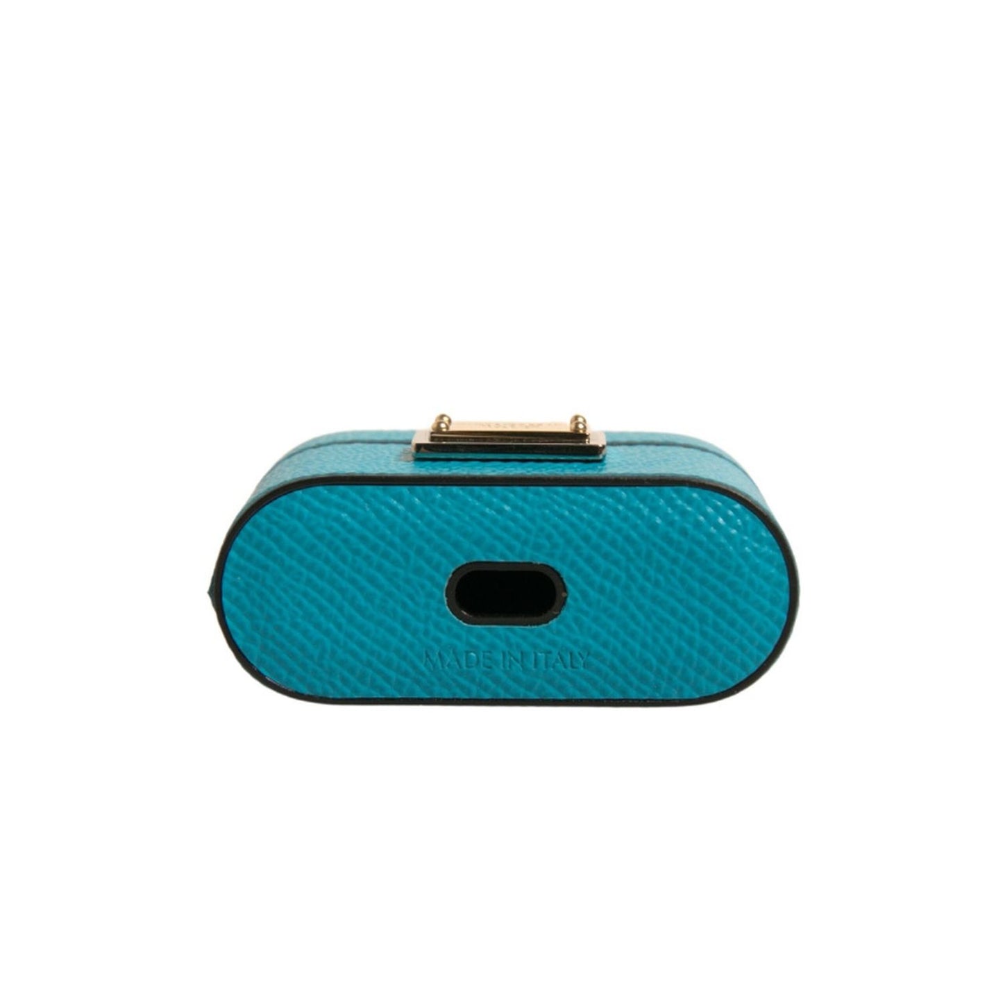 Dolce & Gabbana Green Leather Metal Logo Plaque Holder Airpods Case Dolce & Gabbana