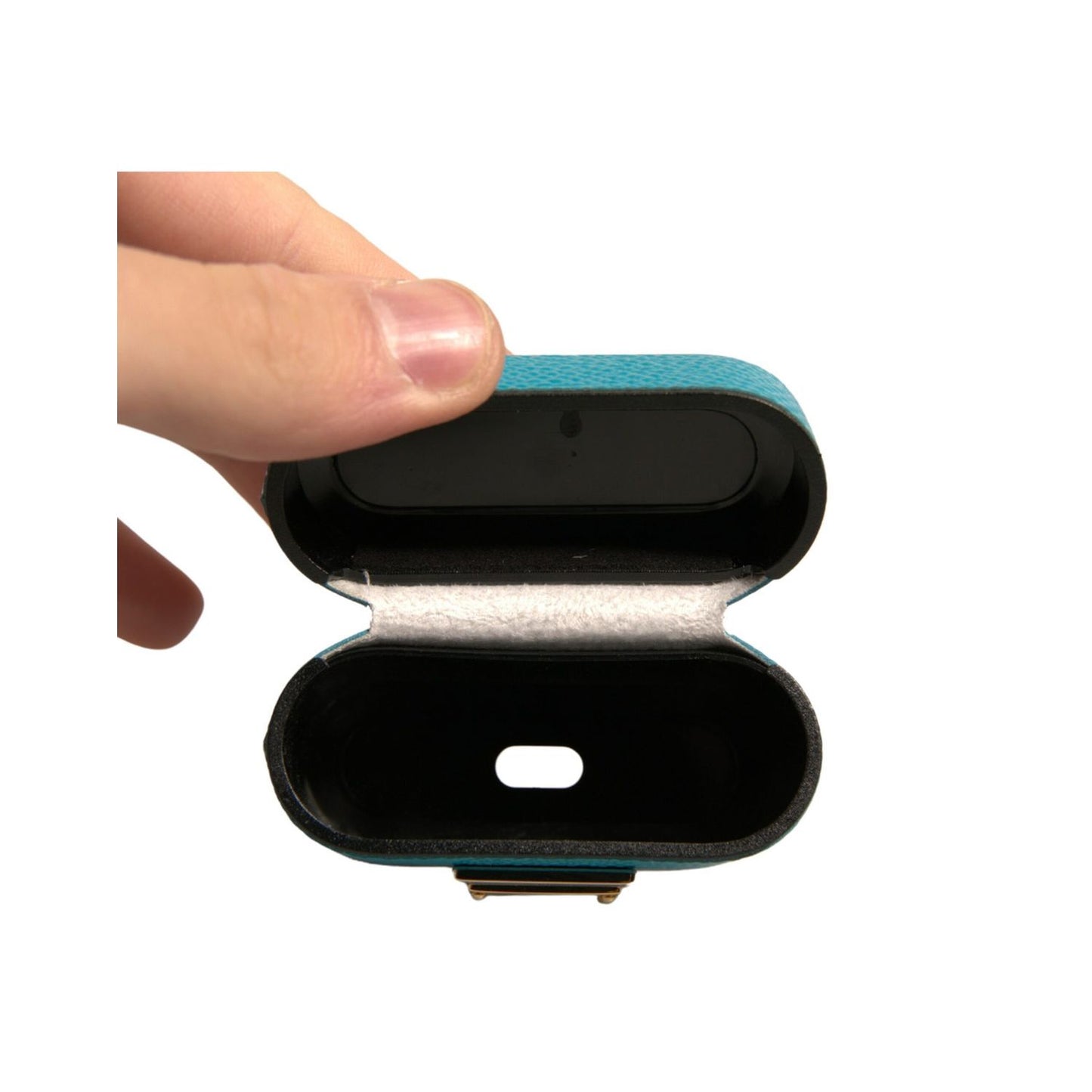 Dolce & Gabbana Green Leather Metal Logo Plaque Holder Airpods Case Dolce & Gabbana