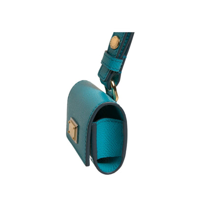 Dolce & Gabbana Green Logo Plaque Leather Gold Metal Strap Airpods Case Dolce & Gabbana