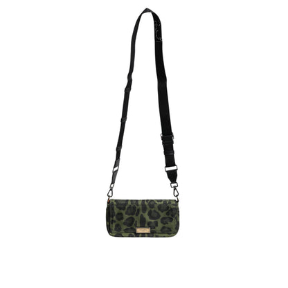 Dolce & Gabbana Green Nylon Leopard Print Shell Messenger Crossbody Bag Dolce & Gabbana