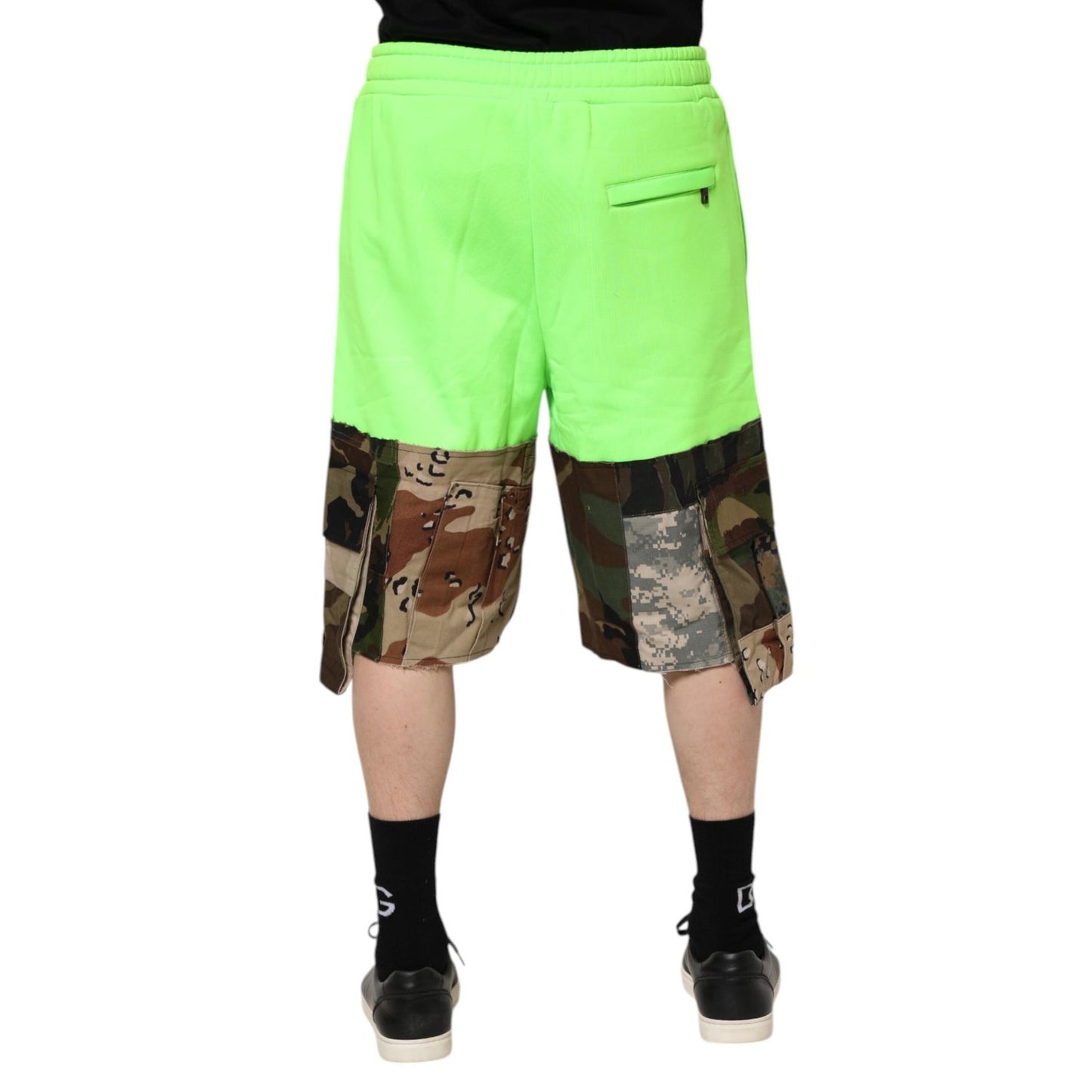 Dolce & Gabbana Green Patchwork Cargo Bermuda Men Shorts Dolce & Gabbana