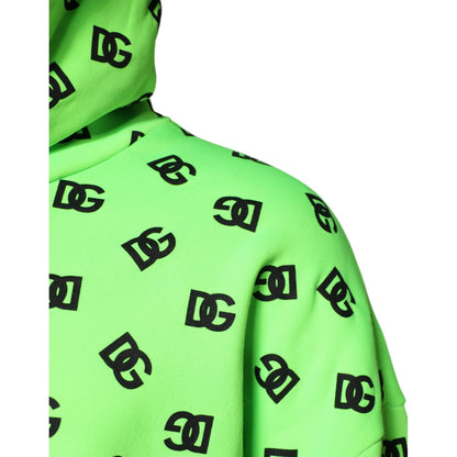 Dolce & Gabbana Green Polyester DGLogo Print Hooded Sweater Dolce & Gabbana