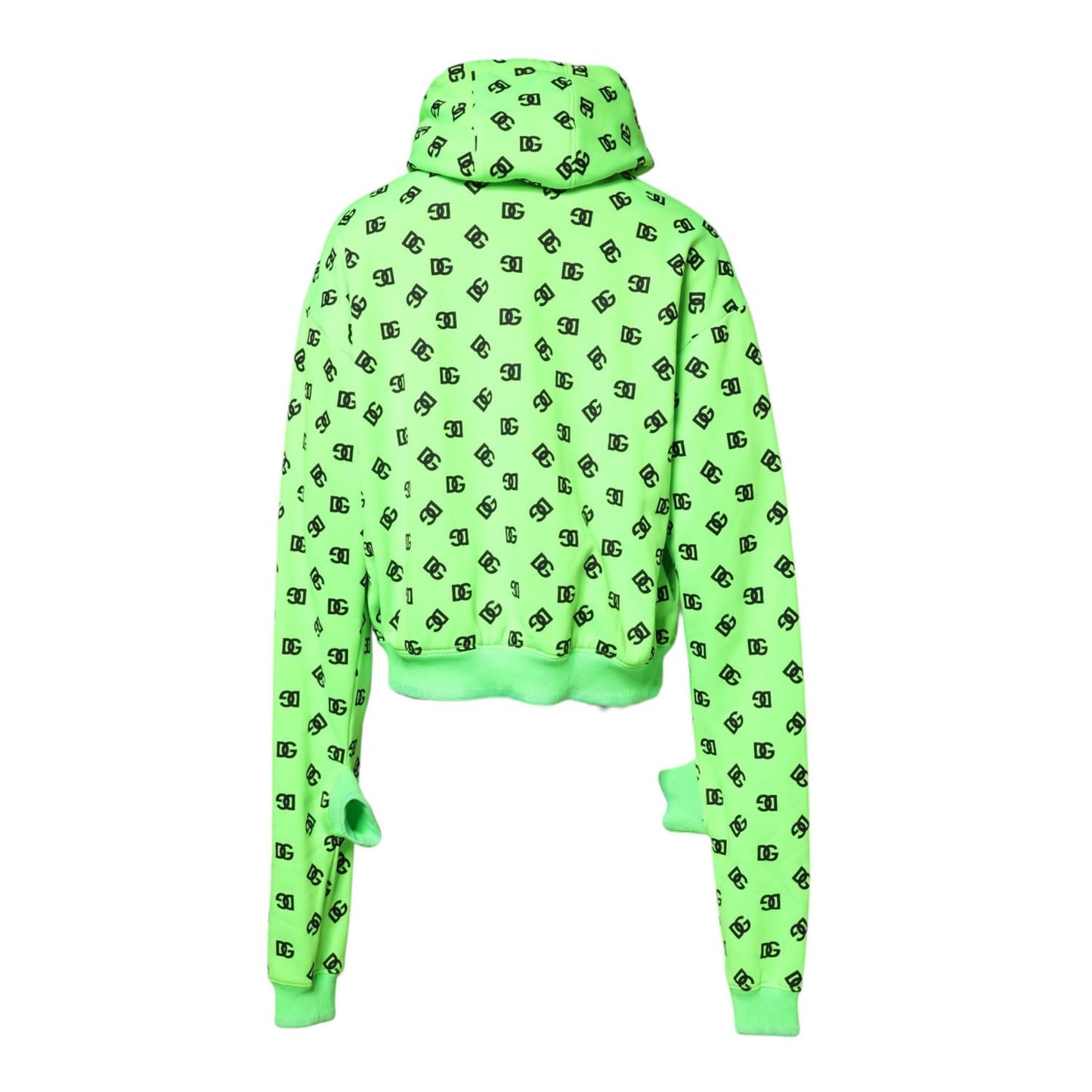 Dolce & Gabbana Green Polyester DGLogo Print Hooded Sweater Dolce & Gabbana
