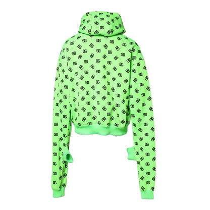 Dolce & Gabbana Green Polyester DGLogo Print Hooded Sweater Dolce & Gabbana