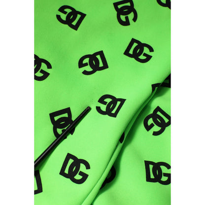 Dolce & Gabbana Green Polyester DGLogo Print Hooded Sweater Dolce & Gabbana