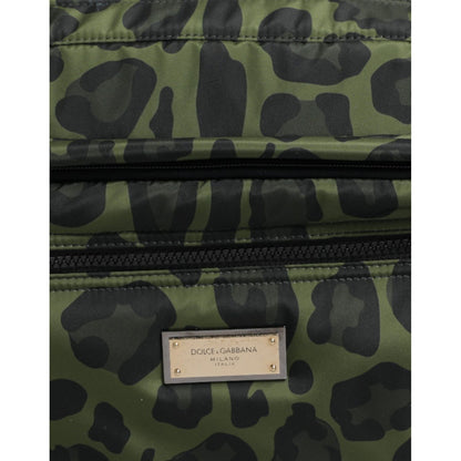 Dolce & Gabbana Green Polyester Leopard Print Shell Messenger Bag Dolce & Gabbana