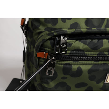 Dolce & Gabbana Green Polyester Leopard Print Shell Messenger Bag Dolce & Gabbana