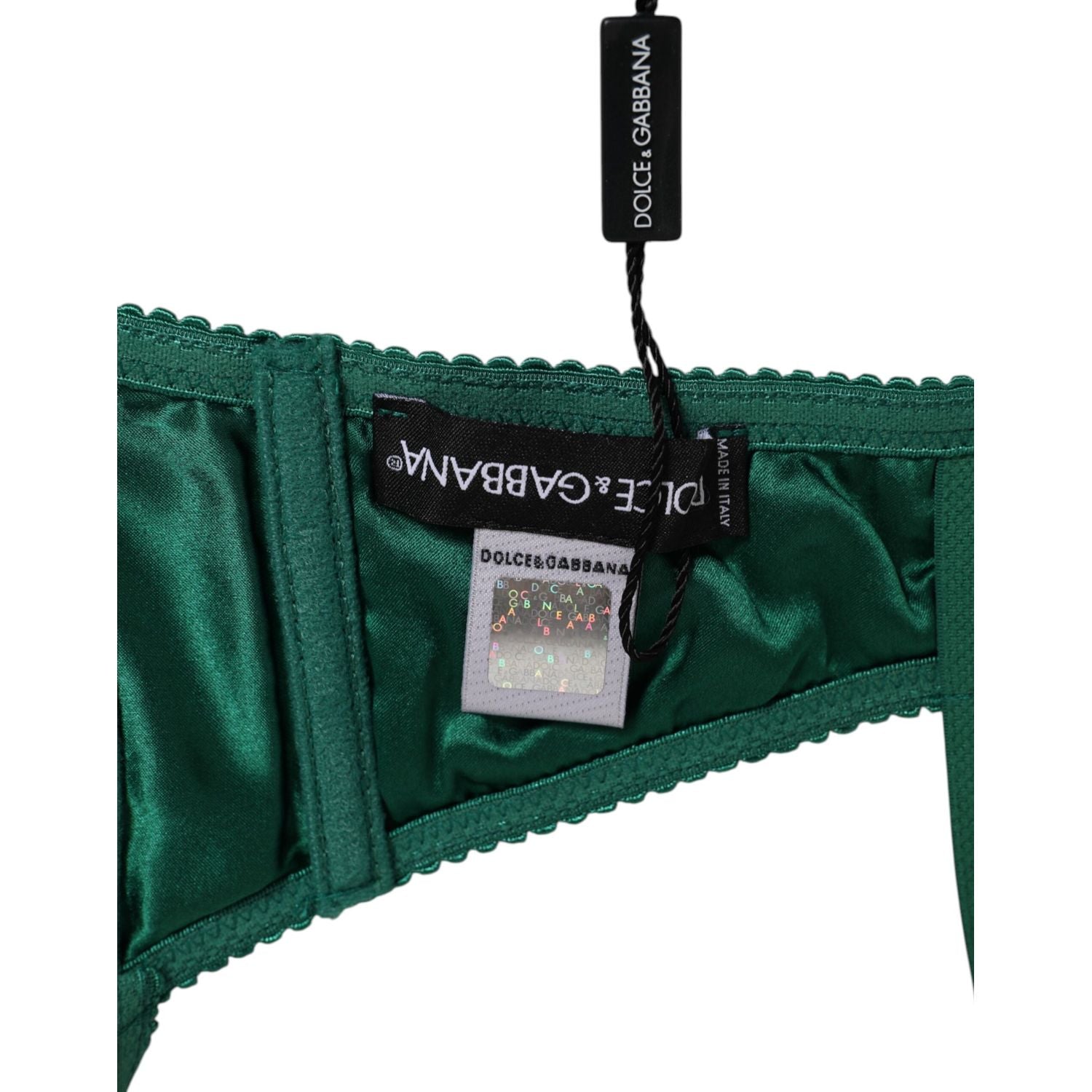 Dolce & Gabbana Green Satin Semi-Padded Underwire Musk Underwear