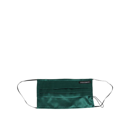 Dolce & Gabbana Green Silk Pleated Elastic Ear Strap Face Mask Dolce & Gabbana