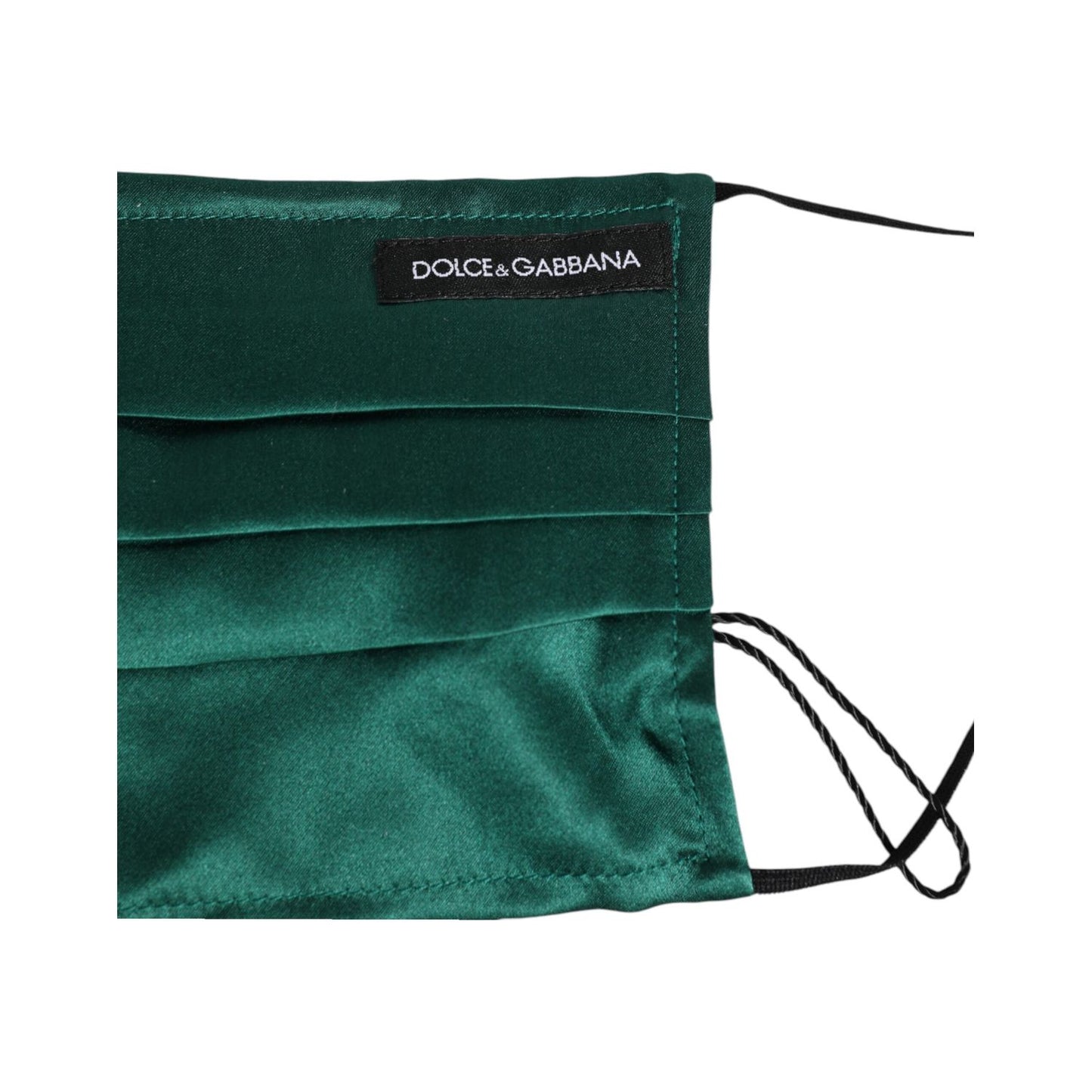 Dolce & Gabbana Green Silk Pleated Elastic Ear Strap Face Mask Dolce & Gabbana