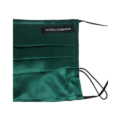 Dolce & Gabbana Green Silk Pleated Elastic Ear Strap Face Mask Dolce & Gabbana