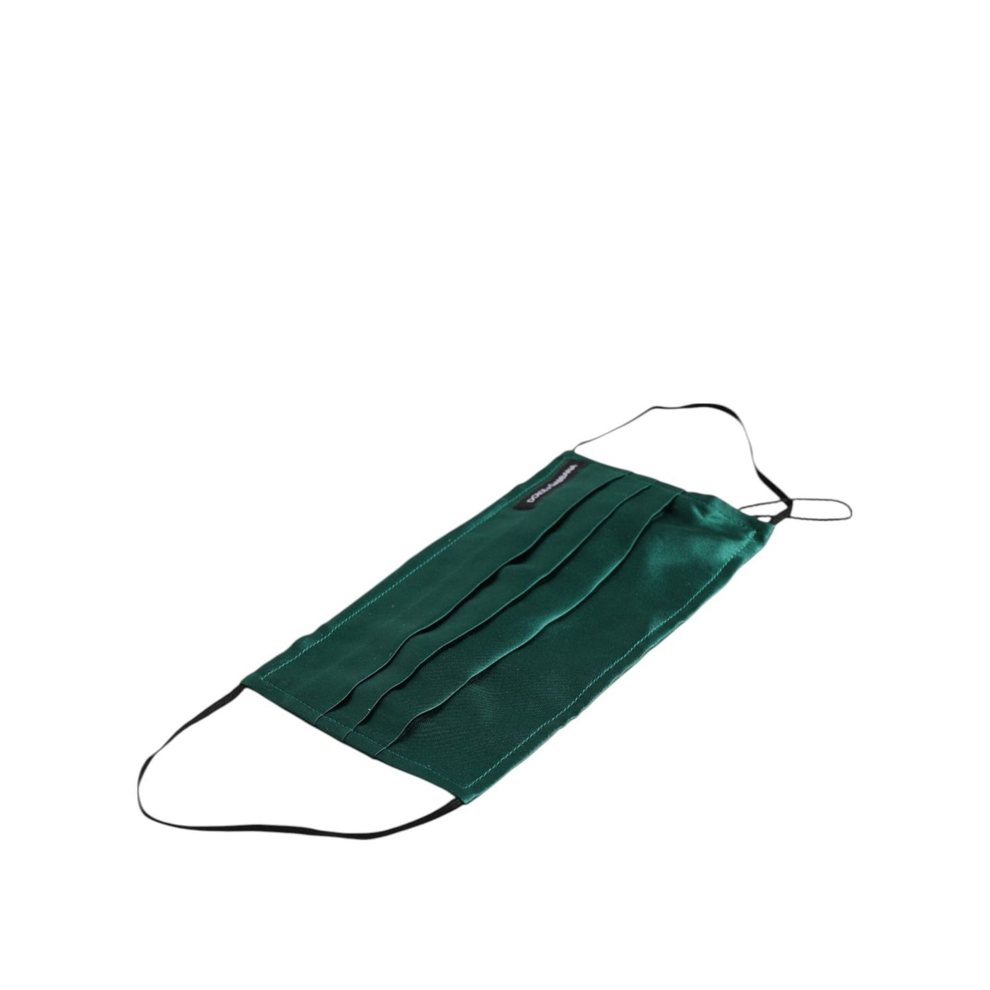 Dolce & Gabbana Green Silk Pleated Elastic Ear Strap Face Mask Dolce & Gabbana