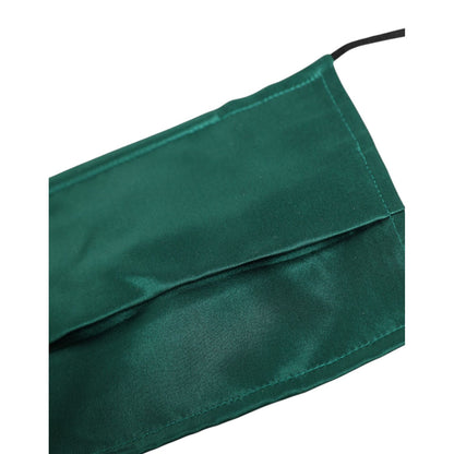 Dolce & Gabbana Green Silk Pleated Elastic Ear Strap Face Mask Dolce & Gabbana
