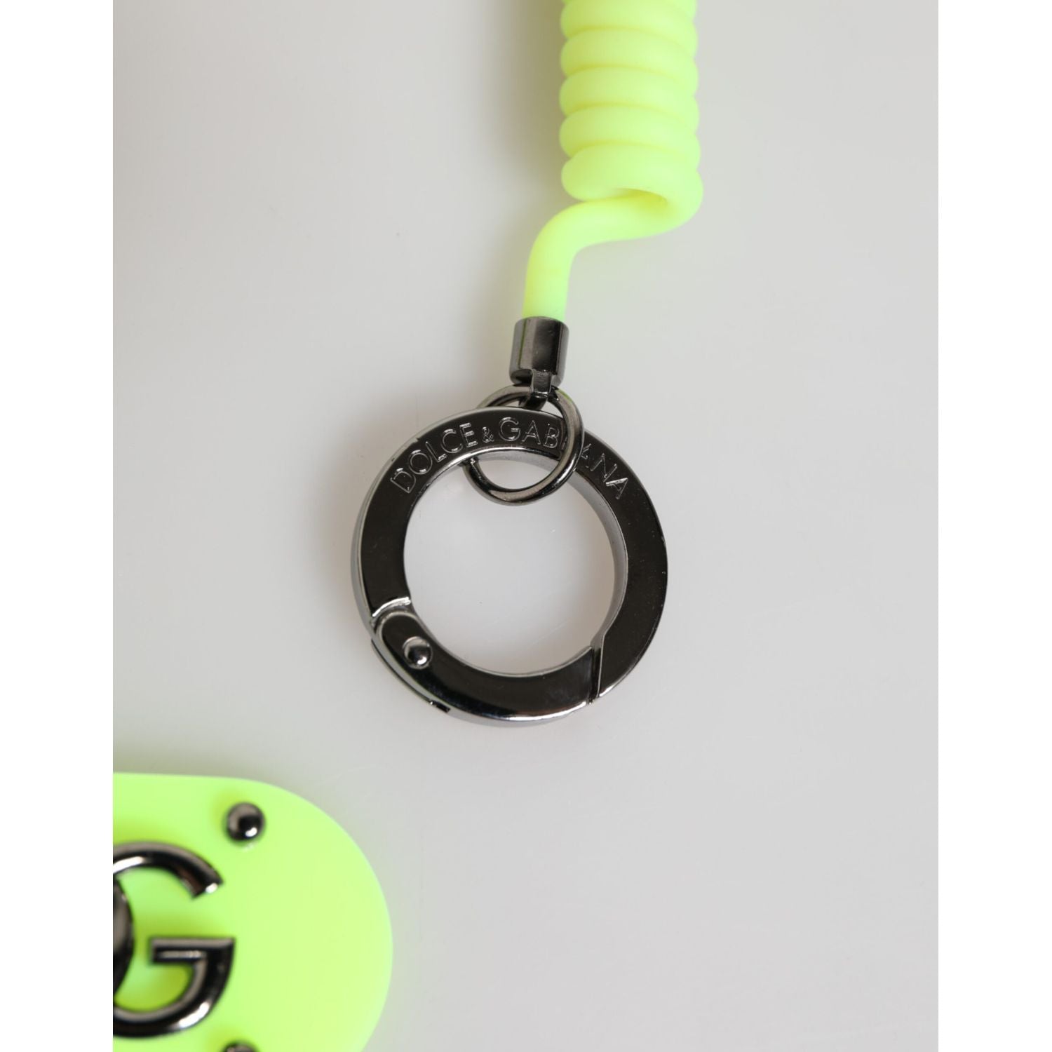 Dolce & Gabbana Green Springy Key Holder DG Logo Men's Keychain