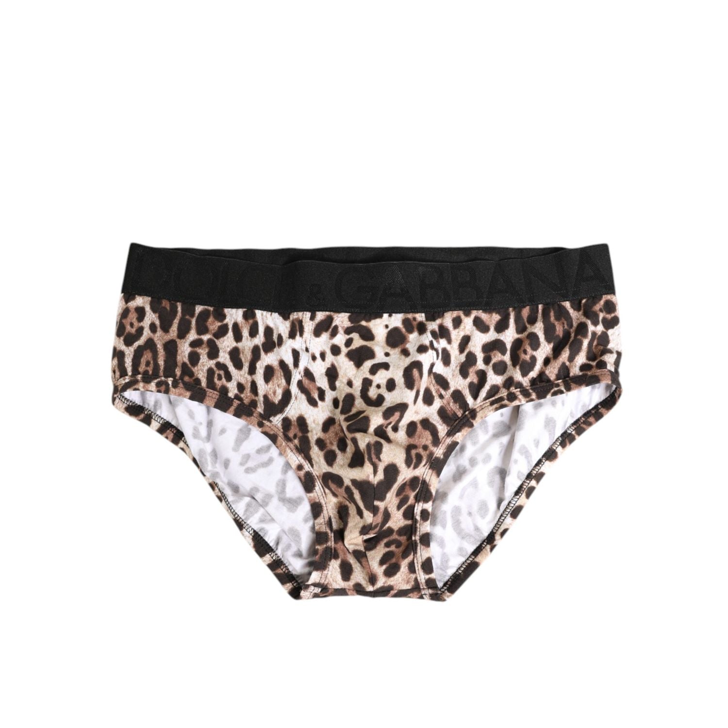 Dolce & Gabbana Leopard Print Black Waistband Cotton Underwear