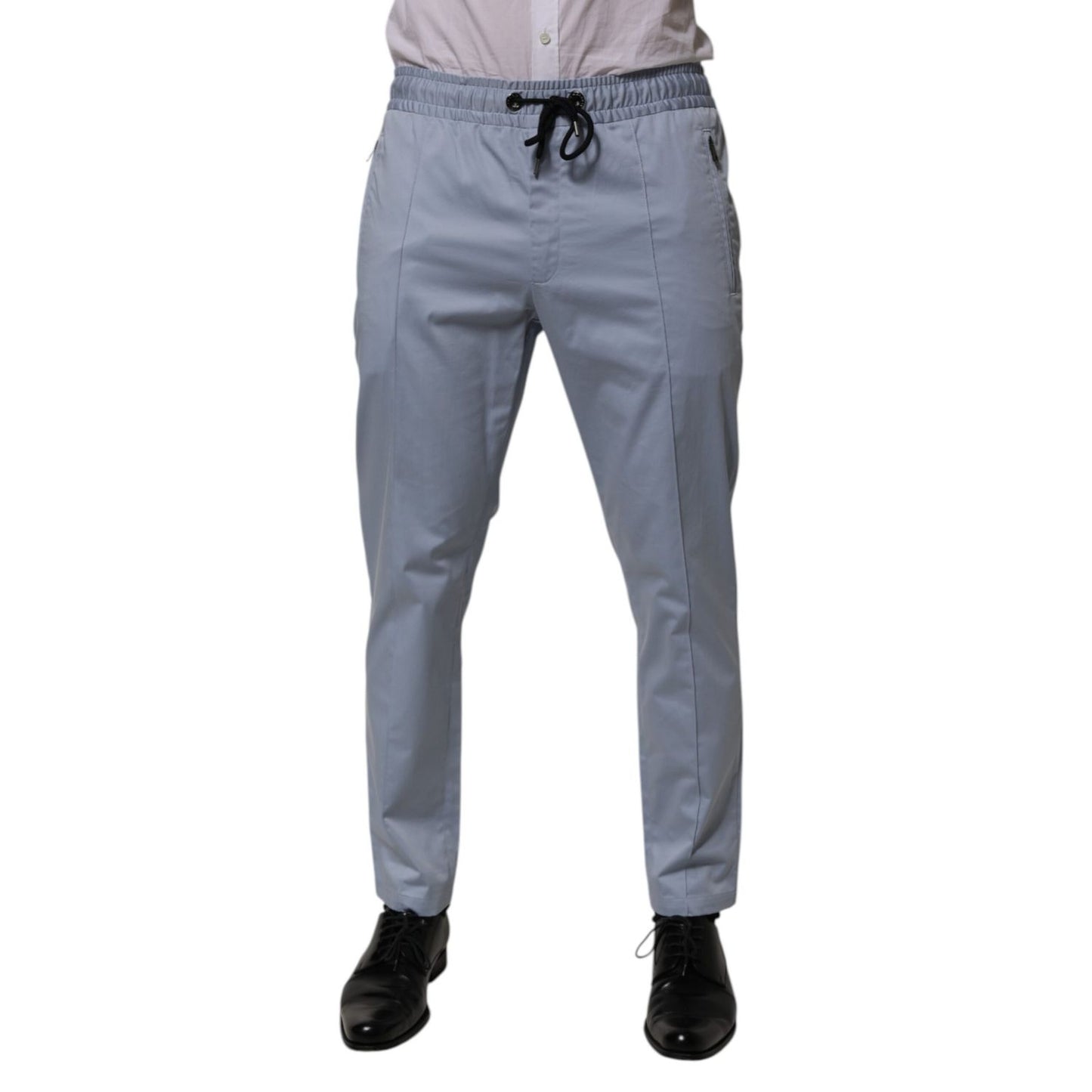 Dolce & Gabbana Light Blue Cotton Drawstring Elastic Waist Men Pants Dolce & Gabbana
