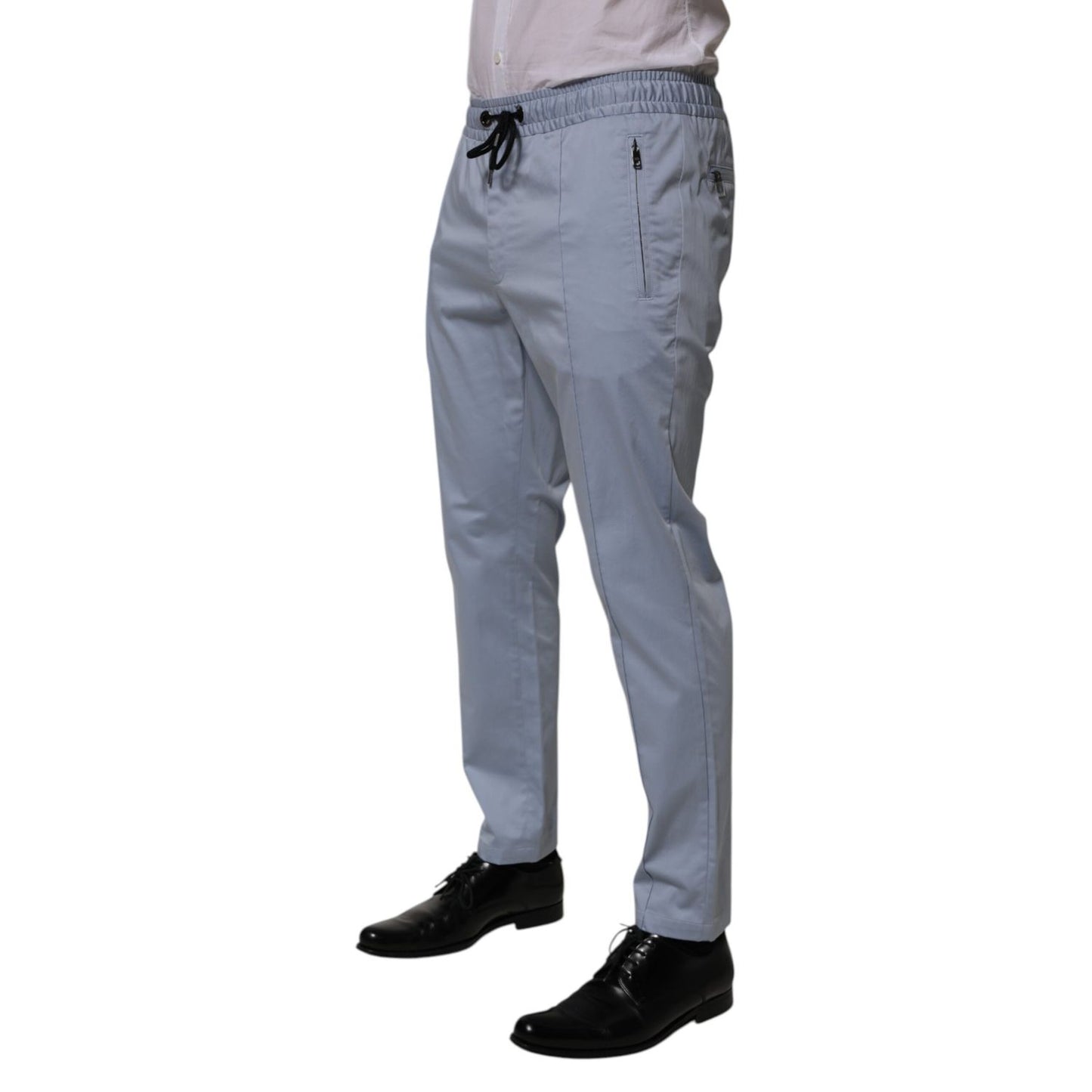 Dolce & Gabbana Light Blue Cotton Drawstring Elastic Waist Men Pants Dolce & Gabbana