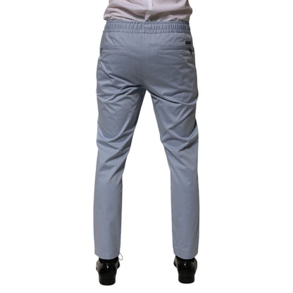 Dolce & Gabbana Light Blue Cotton Drawstring Elastic Waist Men Pants Dolce & Gabbana
