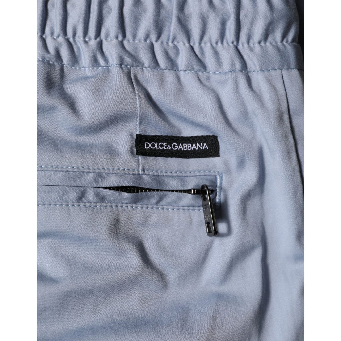 Dolce & Gabbana Light Blue Cotton Drawstring Elastic Waist Men Pants Dolce & Gabbana
