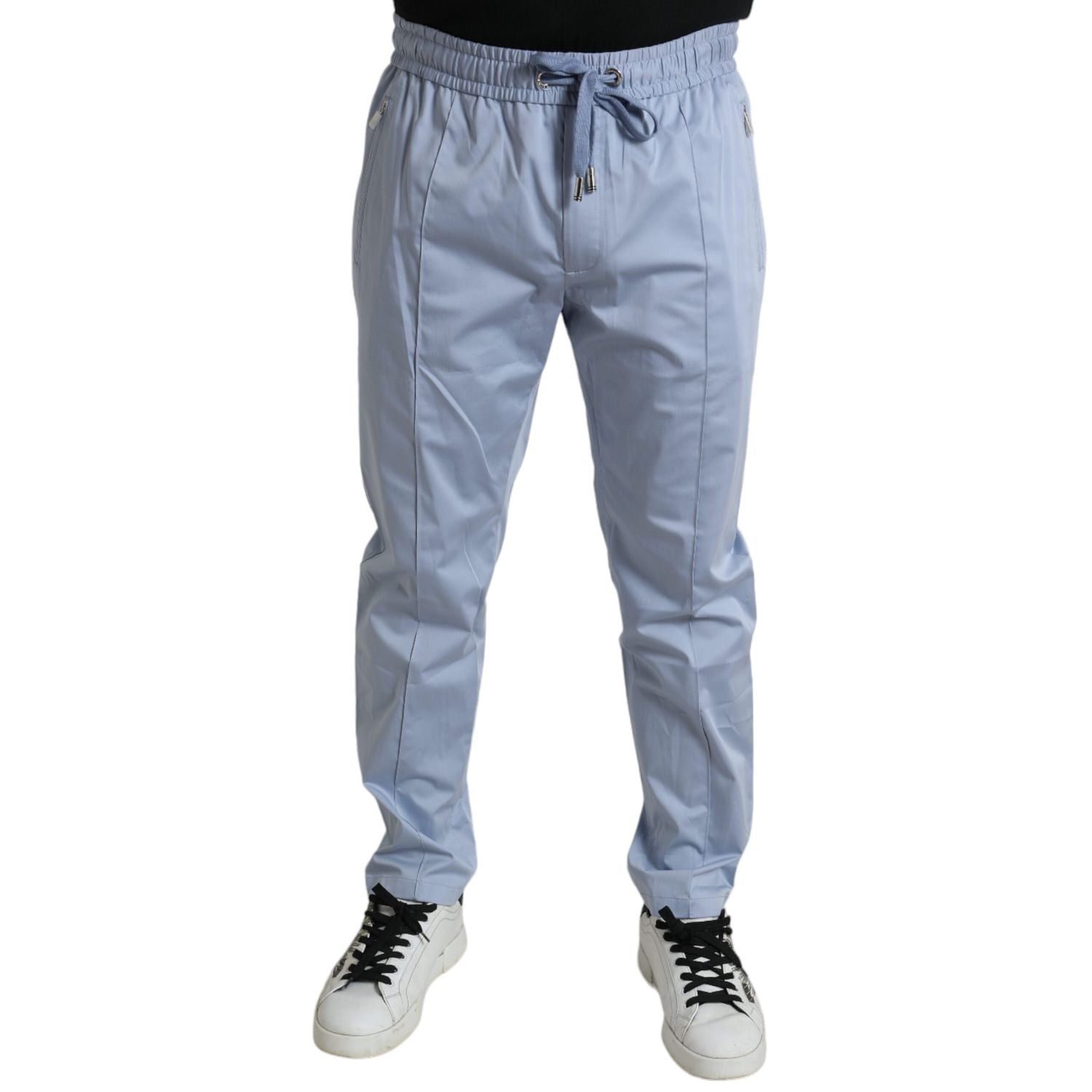 Dolce & Gabbana Light Blue Cotton Stretch Jogger Pants