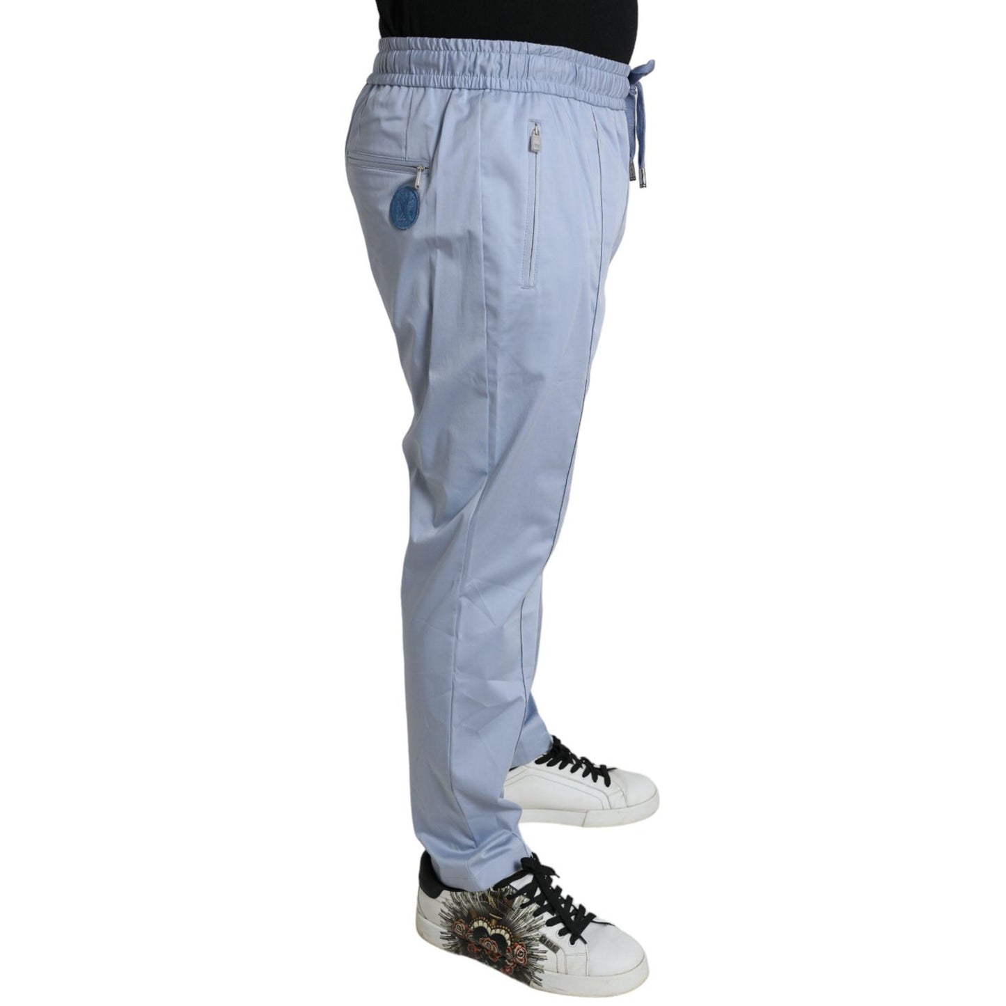 Dolce & Gabbana Light Blue Cotton Stretch Jogger Pants Dolce & Gabbana